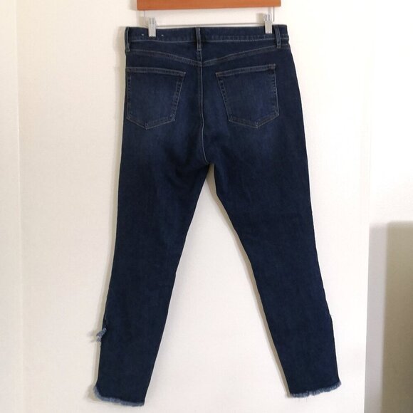 NWOT LOFT Cross Front Fringe Jeans Size 8 Medium Wash - Picture 4 of 5